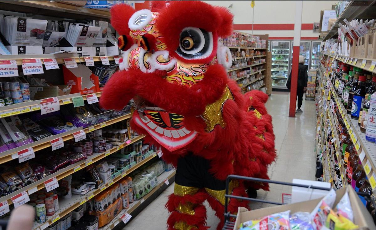 The Chinese New Year Lion Dancers inside Central Fish Company Saturday morning, Jan. 25, 2025 in Fresno’s Chinatown.