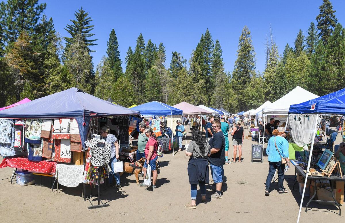 Music, food, arts and crafts were available for visitors at the Shaver Lake Community Center baseball field during the Creek Fire Recovery Collaborative’s One Year Stronger event on Saturday, Sept. 4, 2021. Proceeds from the event will go toward support for those impacted by the Creek Fire.