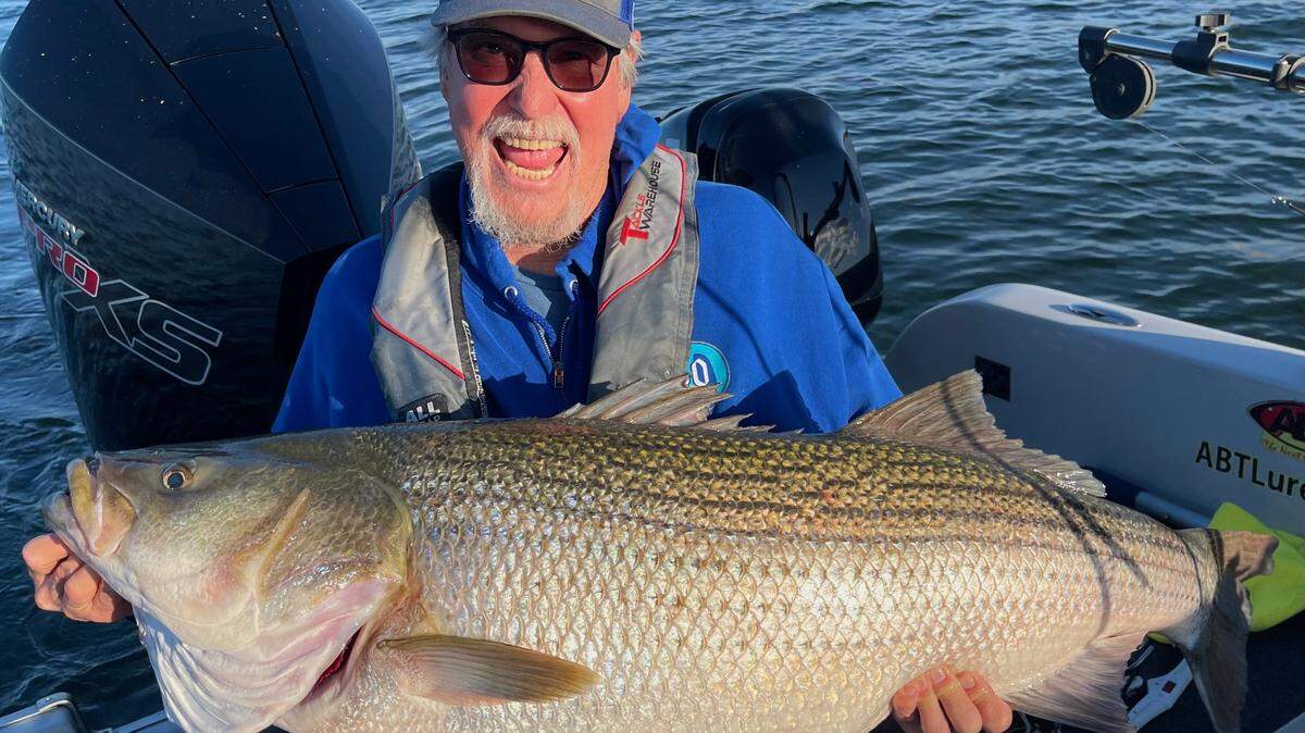 Gary Lindemann of Coaresgold pulled in a striper that weighed 41 pounds at San Luis Reservoir.