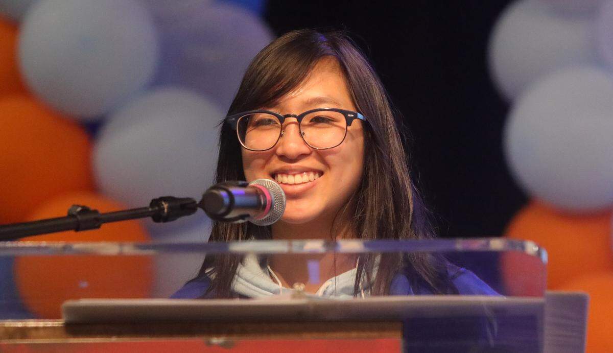 Clovis High senior Valerie Pham delivered a speech about public speaking during the 43rd annual Fresno County Academic Decathlon at Sunnyside High School on Feb. 1, 2025.
