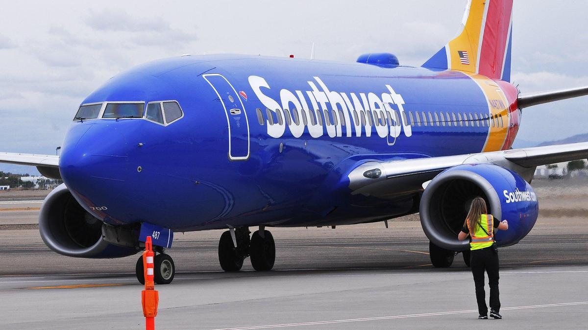 A Southwest Airlines jet arrives at Fresno Yosemite International Airport in 2021. A nationwide system outage resulted in mass disruptions to U.S. flight schedules on Wednesday, Jan. 11, 2023, with Southwest flights among the most affected.