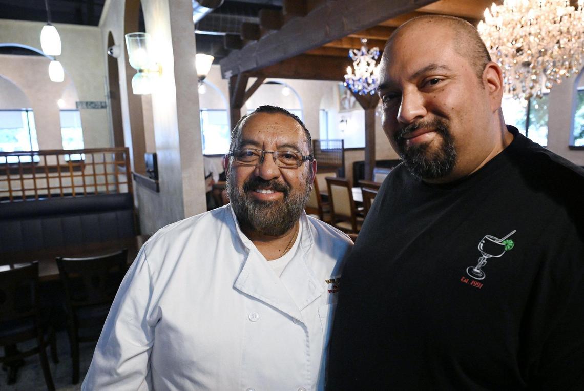 Sam Toledo, left, with his son Jesse Toledo, right, have opened their new Toledo’s Mexican Restaurant at Cedar and Nees avenues in this Fresno Bee file photo from April, 2025.