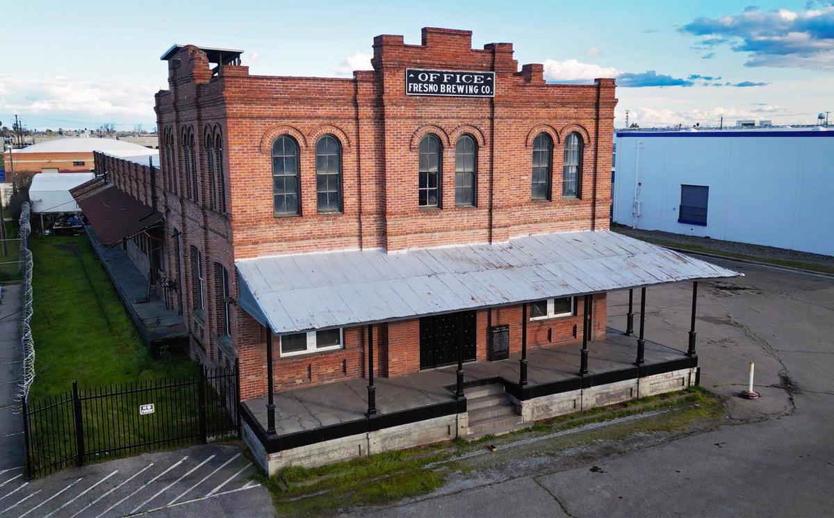 The historic Fresno Brewing Co.’s 118-year-old office dating from 1907 is seen at 100 M St. in the warehouse district in downtown Fresno.