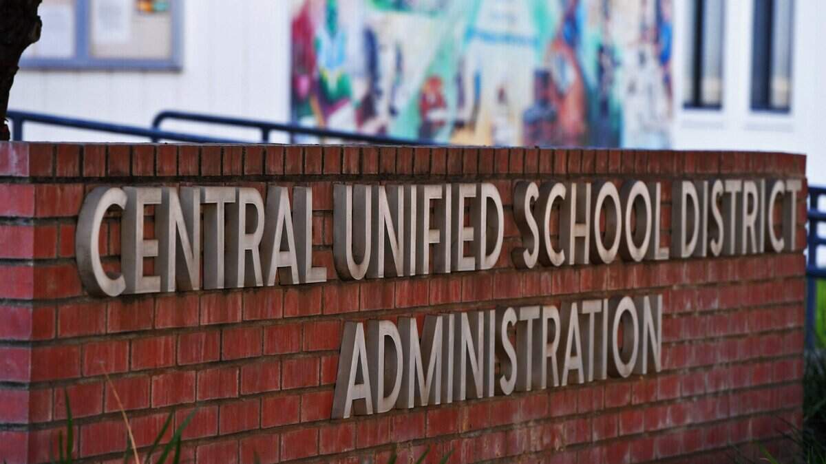 The sign outside the Central Unified School District Administration offices, shown Wednesday, Jan. 13, 2021 in Fresno.