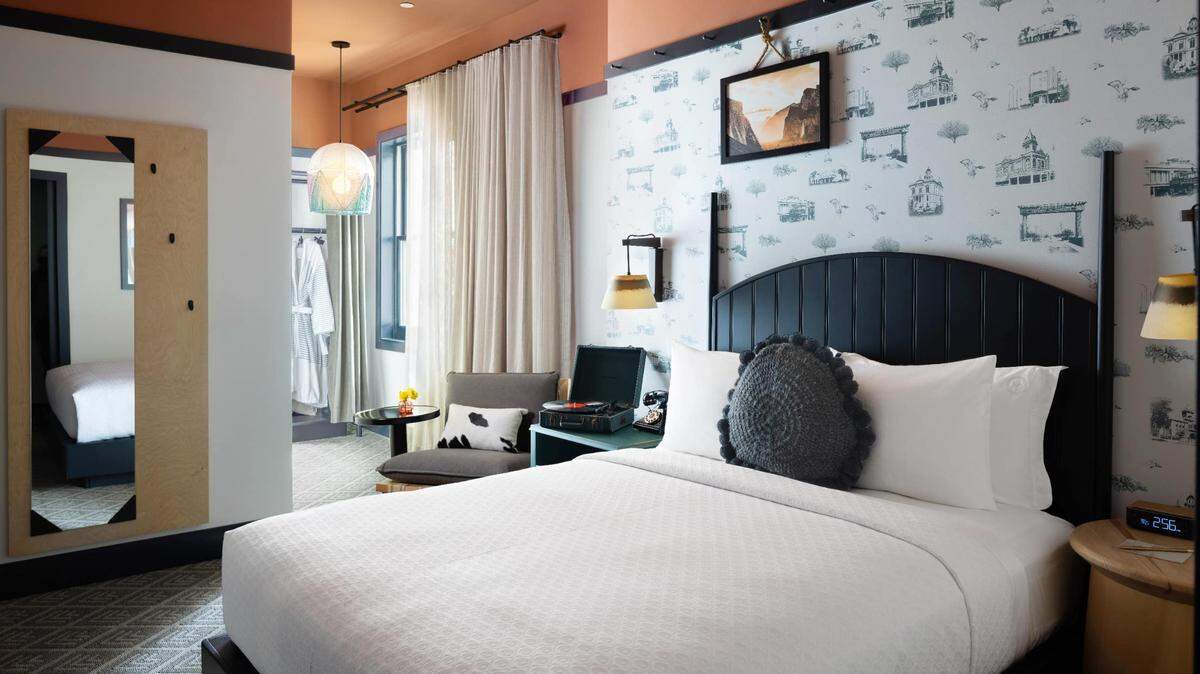 An Arbor Lane King room at El Capitan Hotel in Merced. The hotel was named one of the Top 20 Hotels in Northern California by Conde Nast Traveler.