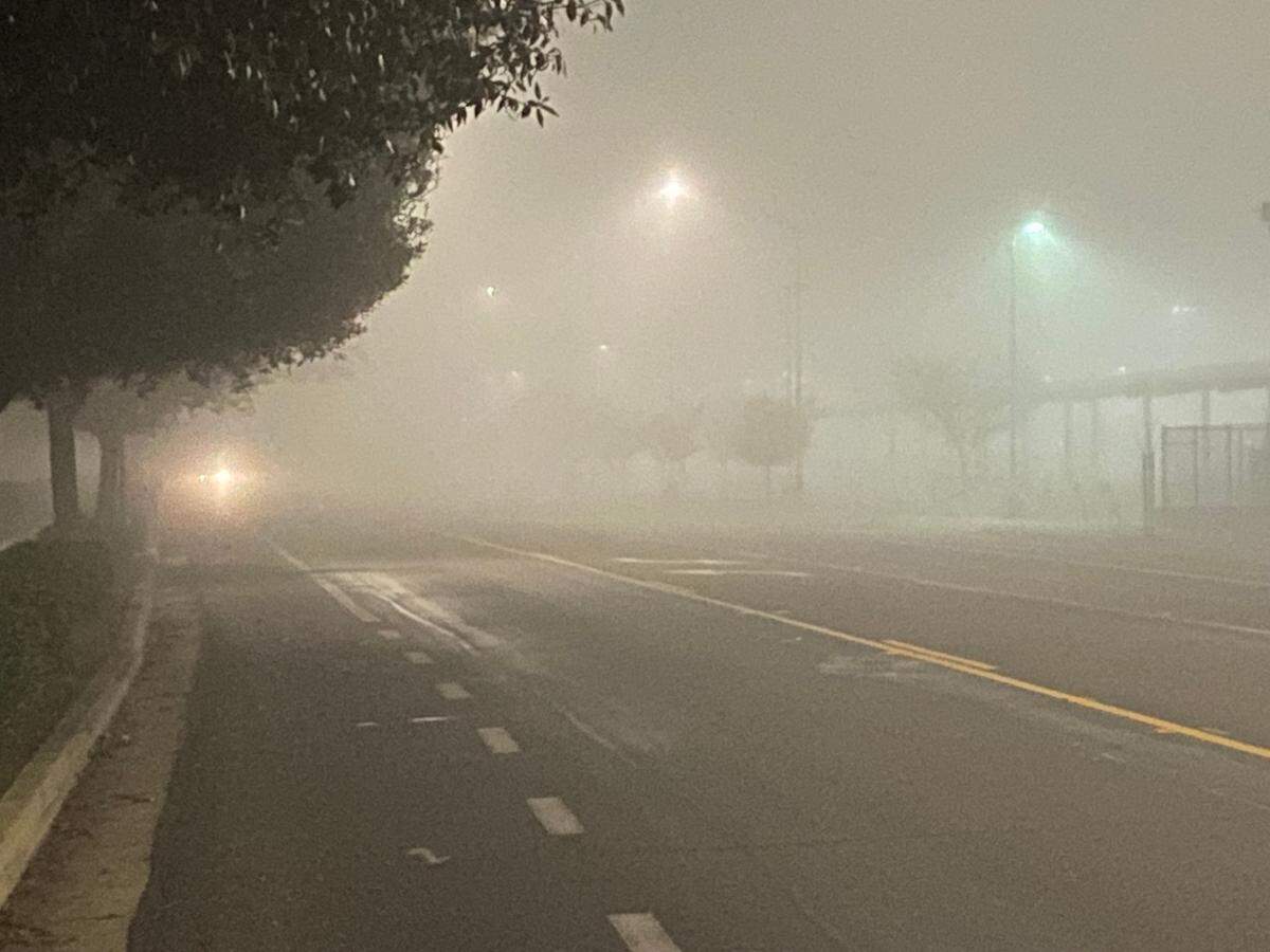 Dense fog is seen in Fresno in 2022.