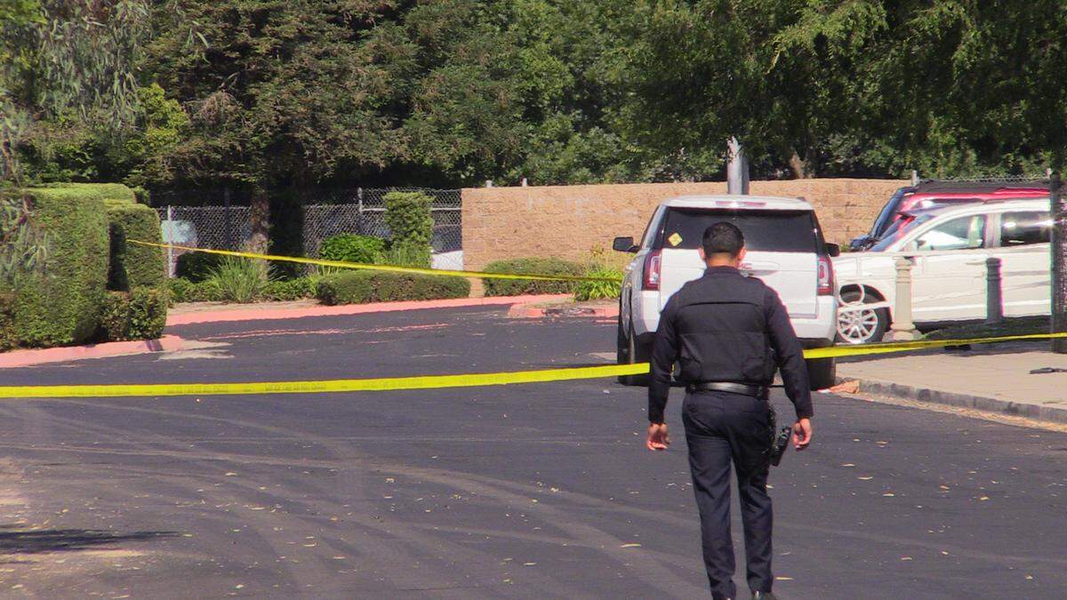 Police investigate a shooting near a park in Fresno, California on Saturday, June 24, 2023.