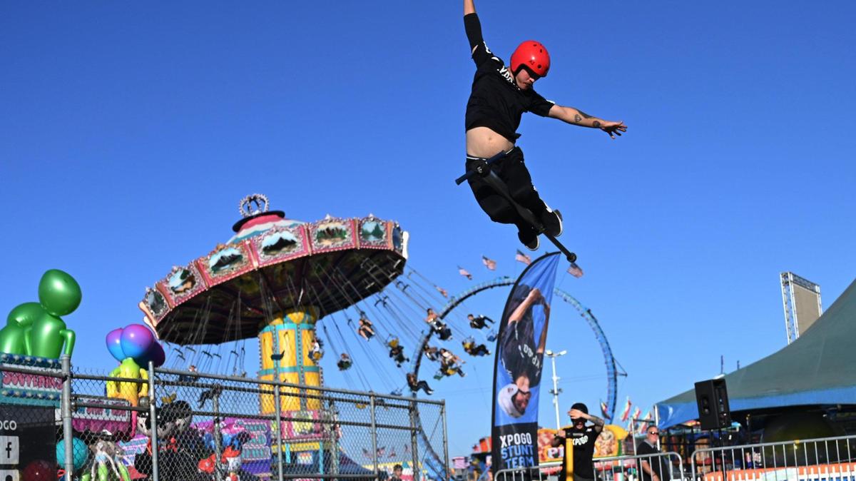The Pogo Stunt Team performs at the 2022 Big Fresno Fair on its opening day Wednesday, Oct. 5, 2022 in Fresno.
