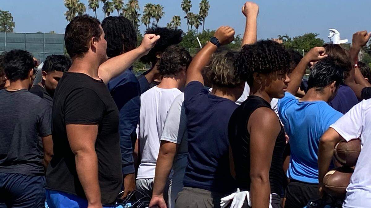 Bullard High completing football practice recently.