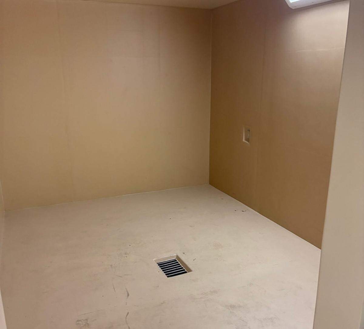 The inside of a safety cell, used for acute mental health situations at California City Immigration Processing Center, the privately run ICE detention facility.