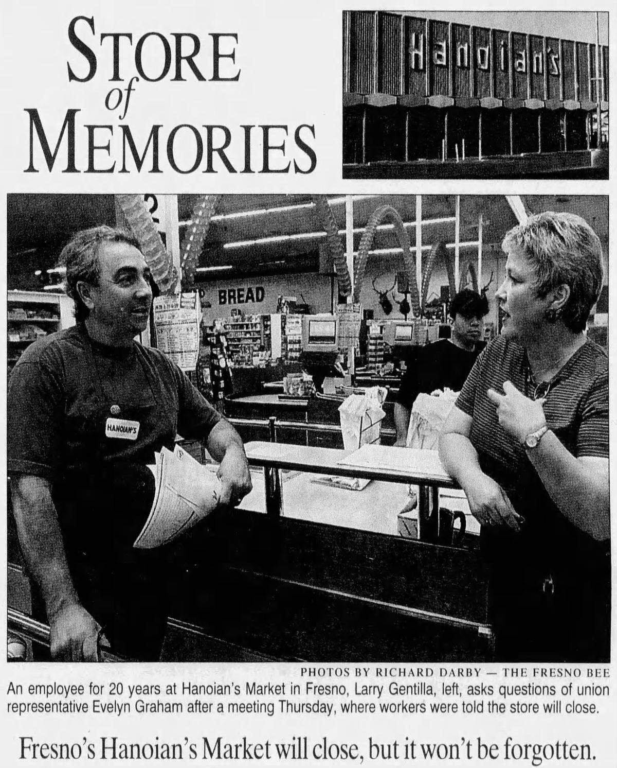 Screenshot of July 27, 2001 Fresno Bee story on the closure of Fresno’s Hanoian’s Market.