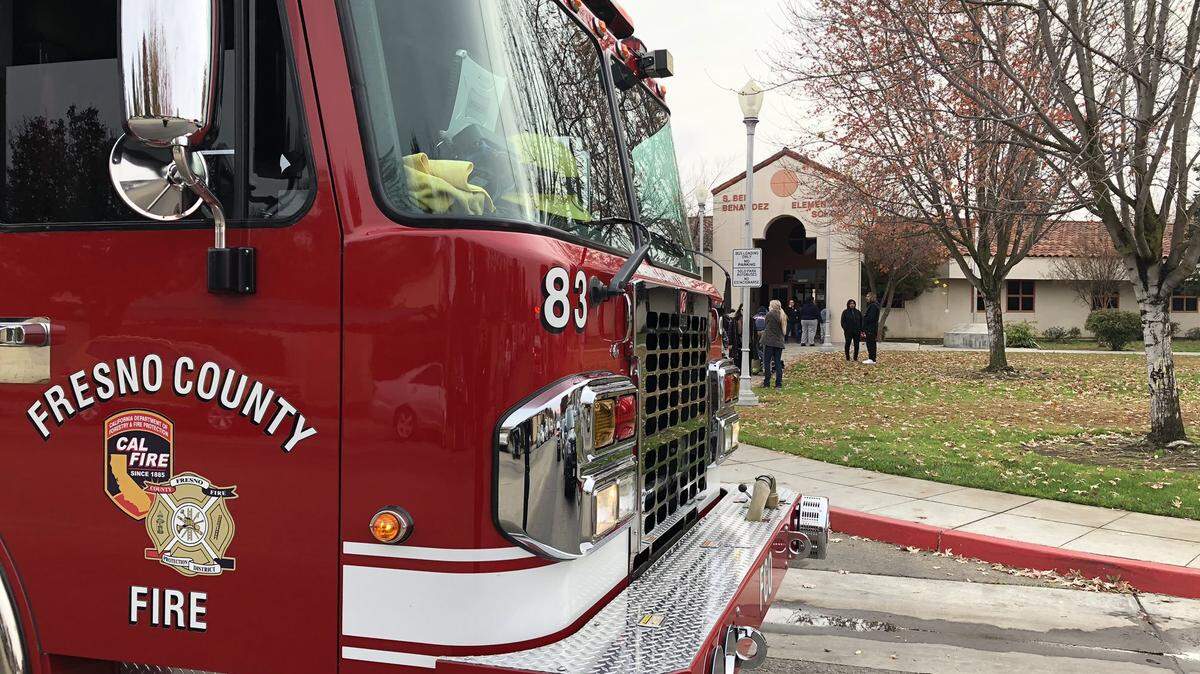Fresno County firefighters were called to S. Ben Benevidez Elementary School on Tuesday, Dec. 3, 2019, for a possible gas leak. The school in Parlier was evacuated for about an hour Tuesday afternoon as a precaution.