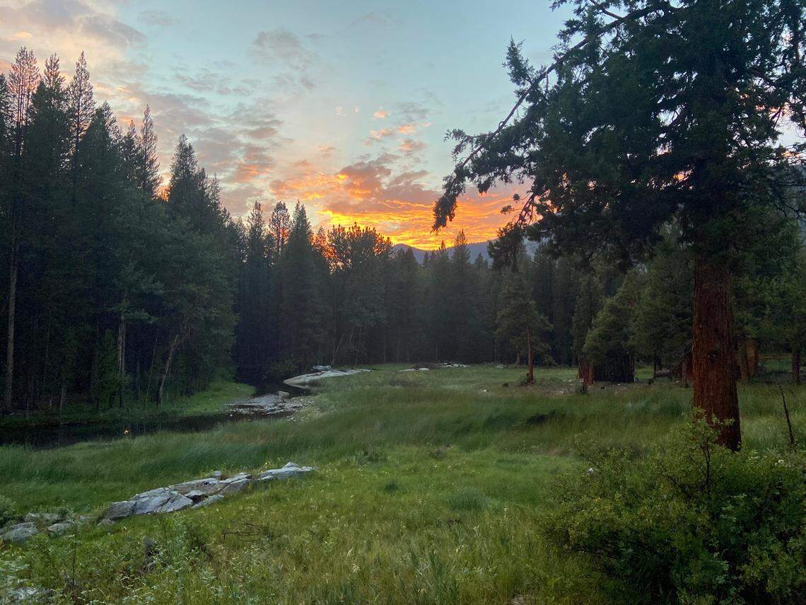 Sunset at Muir Trail Ranch on July 30, 2021 after the storm cleared and the body of hiker Nicholas Torchia was recovered nearby by a CHP helicopter.