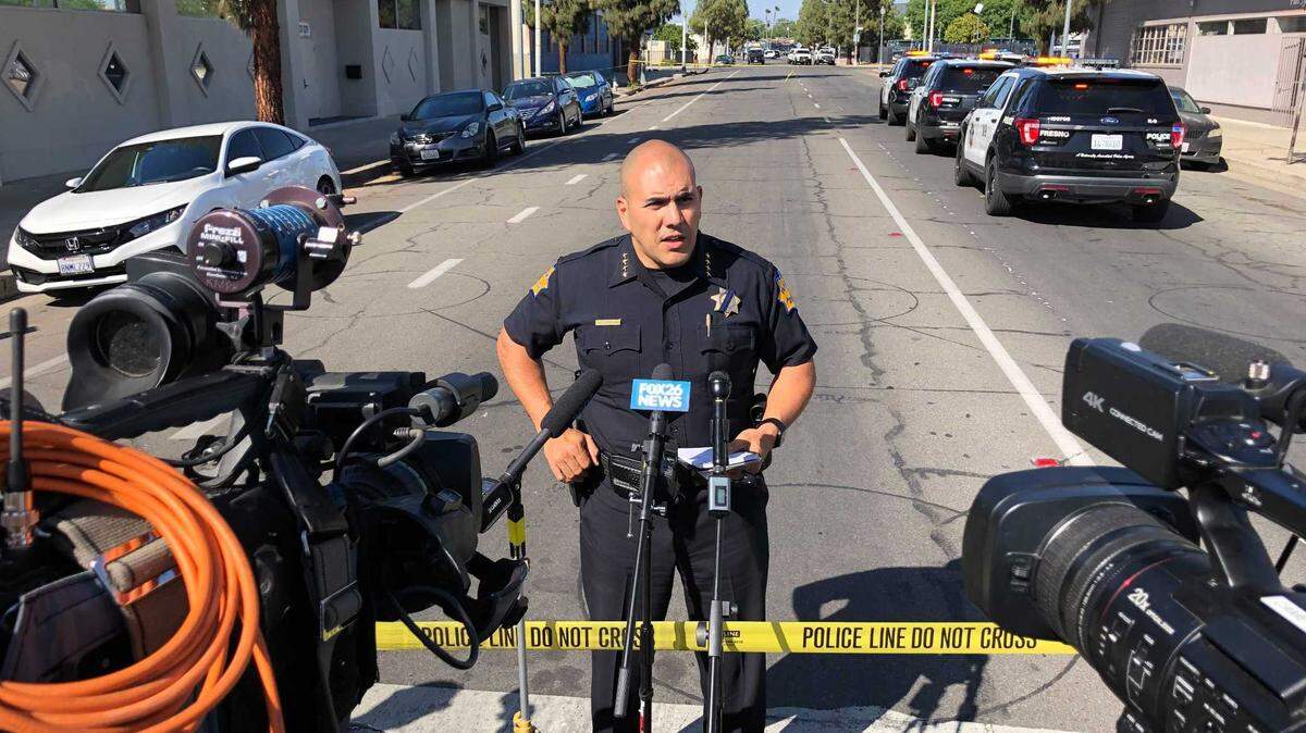 Fresno Police Chief Paco Balderrama addressed the media Wednesday afternoon after an alleged gang member was involved in a high-speed chase with CHP in downtown Fresno on Wednesday. The man eventually crashed and killed a woman.