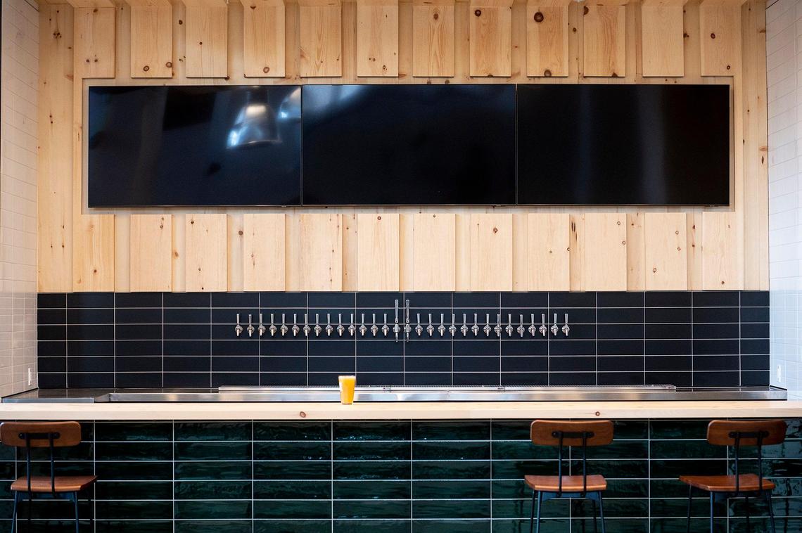 The bar area inside Tioga-Sequoia Brewing Company taproom in Merced, Calif., on Thursday, Feb. 23, 2023. According to Tioga-Sequoia Brewing Company President Michael Cruz, the taproom is expected to open in April.