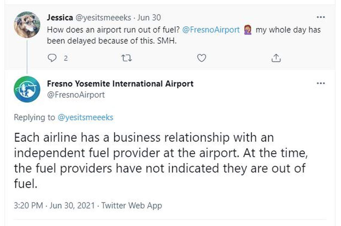 Passengers took to social media to express frustration with flight delays and diversions at Fresno’s airport because of fuel supply issues.