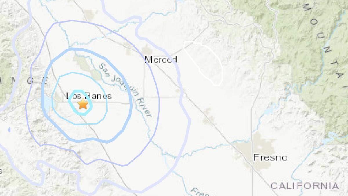 An earthquake said to be of magnitude 3.7 was reported near Los Banos, California on Saturday afternoon, July 3, 2021