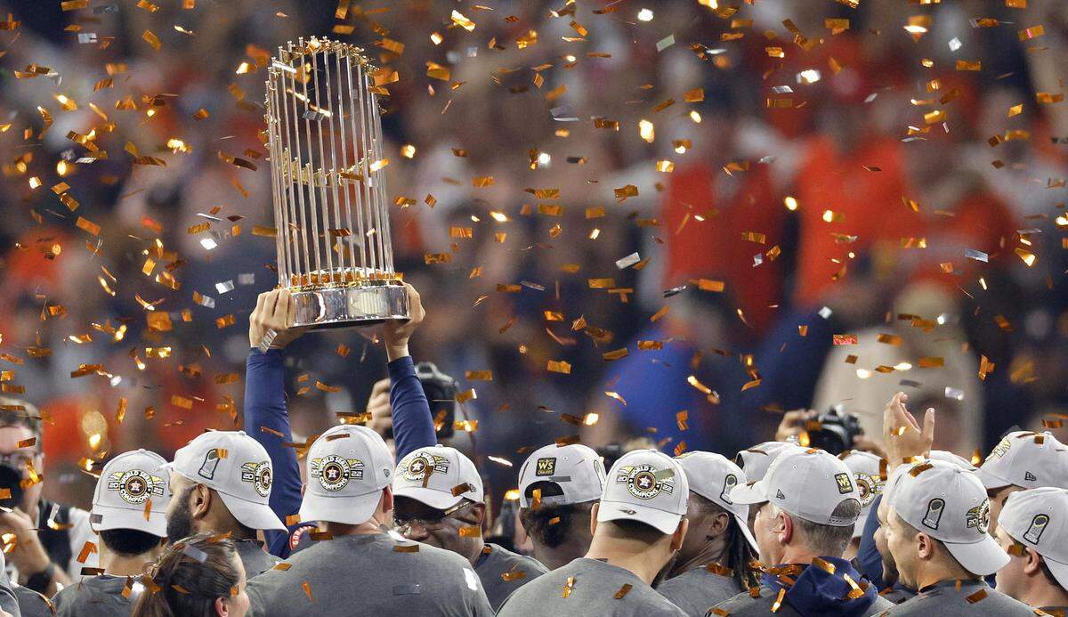 Philadelphia Phillies in game six to win the World Series at Minute Maid Park in Houston.