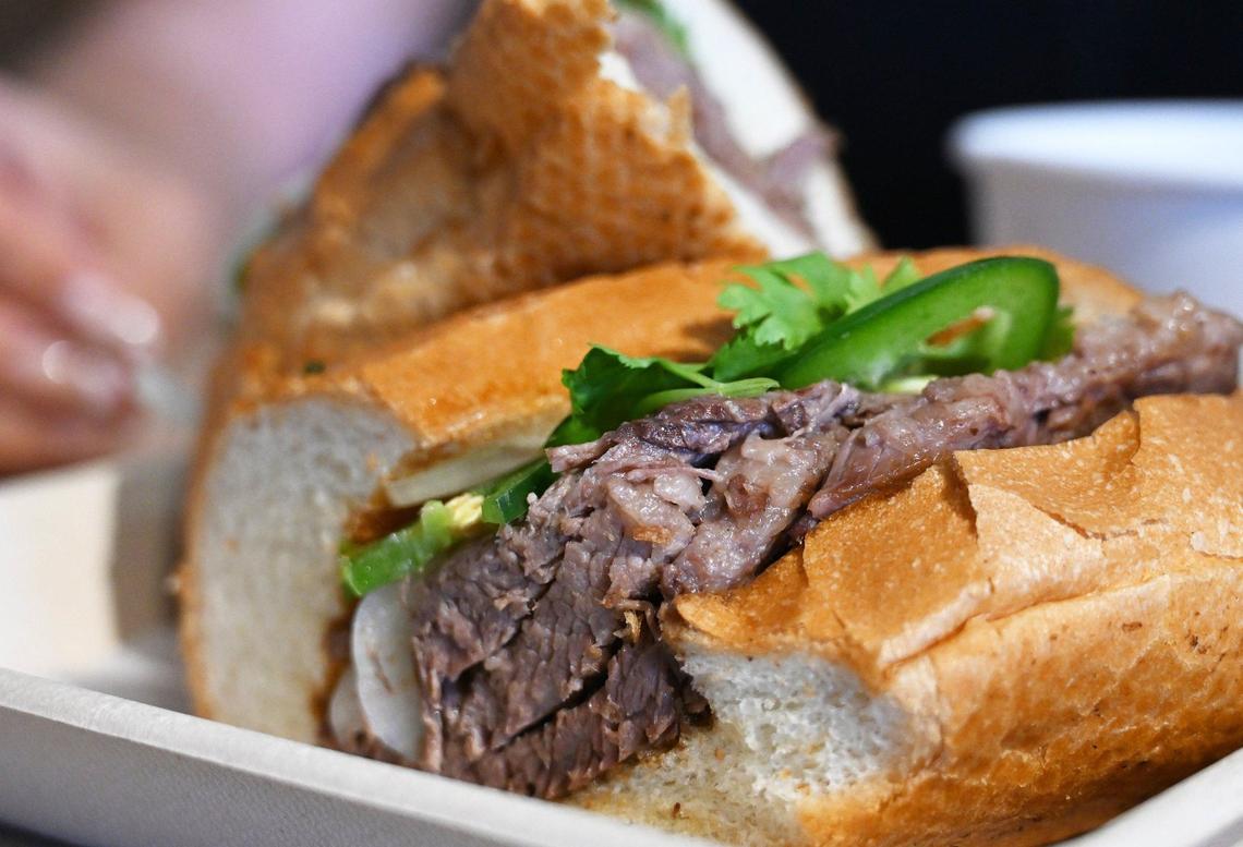 A banh mi sandwich from Selena Le’s new restaurant Springly in Fresno’s Villaggio shopping center.