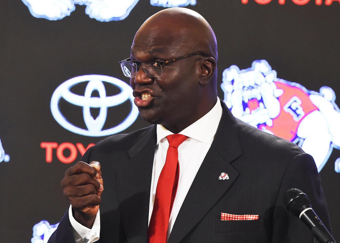 Terry Tumey answers a question from the media after being named Fresno State’s athletics director during a press conference Monday morning, June 25, 2018 in Fresno.