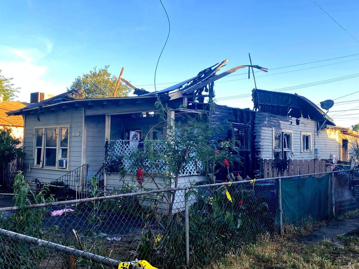 A fire Monday, May 23, 2022, destroyed a home on Madison Avenue near Angus Street, according to Fresno Fire Department.