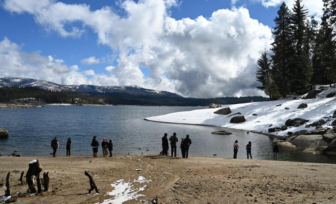 A light dusting of snow from Tuesday night’s snowfall is seen at Shaver Lake Wednesday, Nov. 2, 2022.