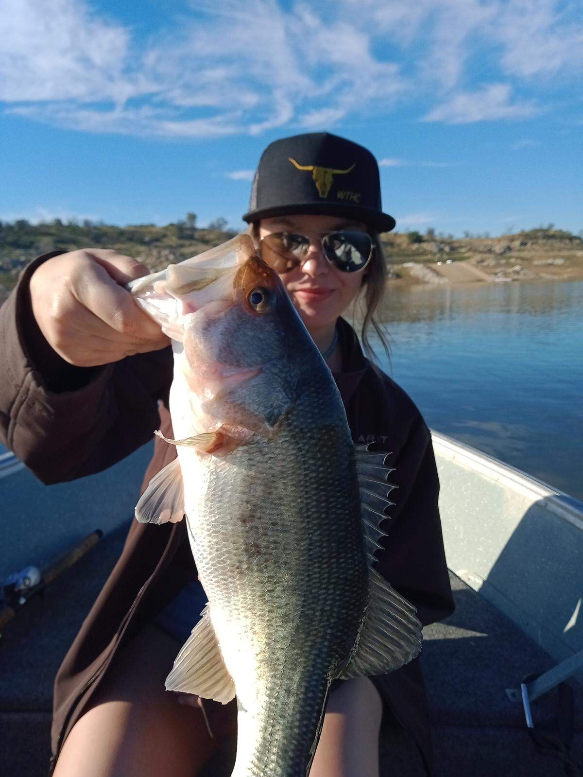 Hannah Bibb shows off her Eastman Lake catch.