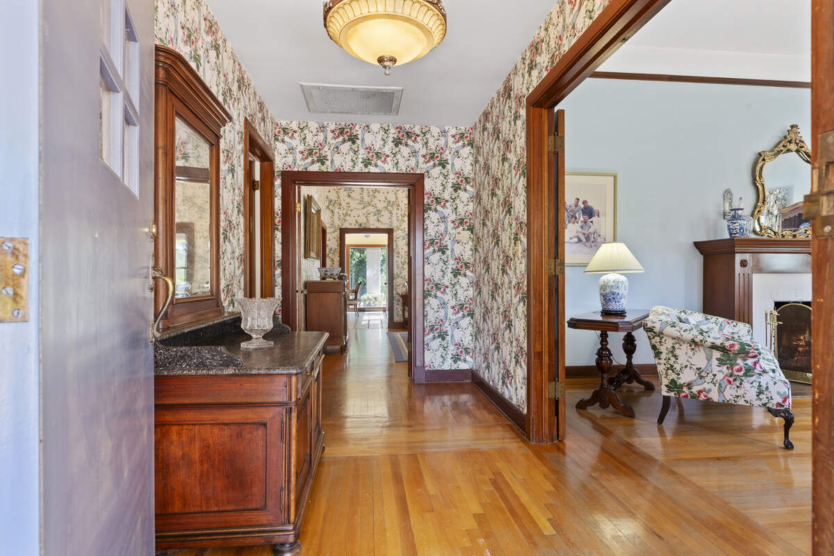 A hallway and adjoining room inside the 107-year-old Balfe Ranch House in Clovis.
