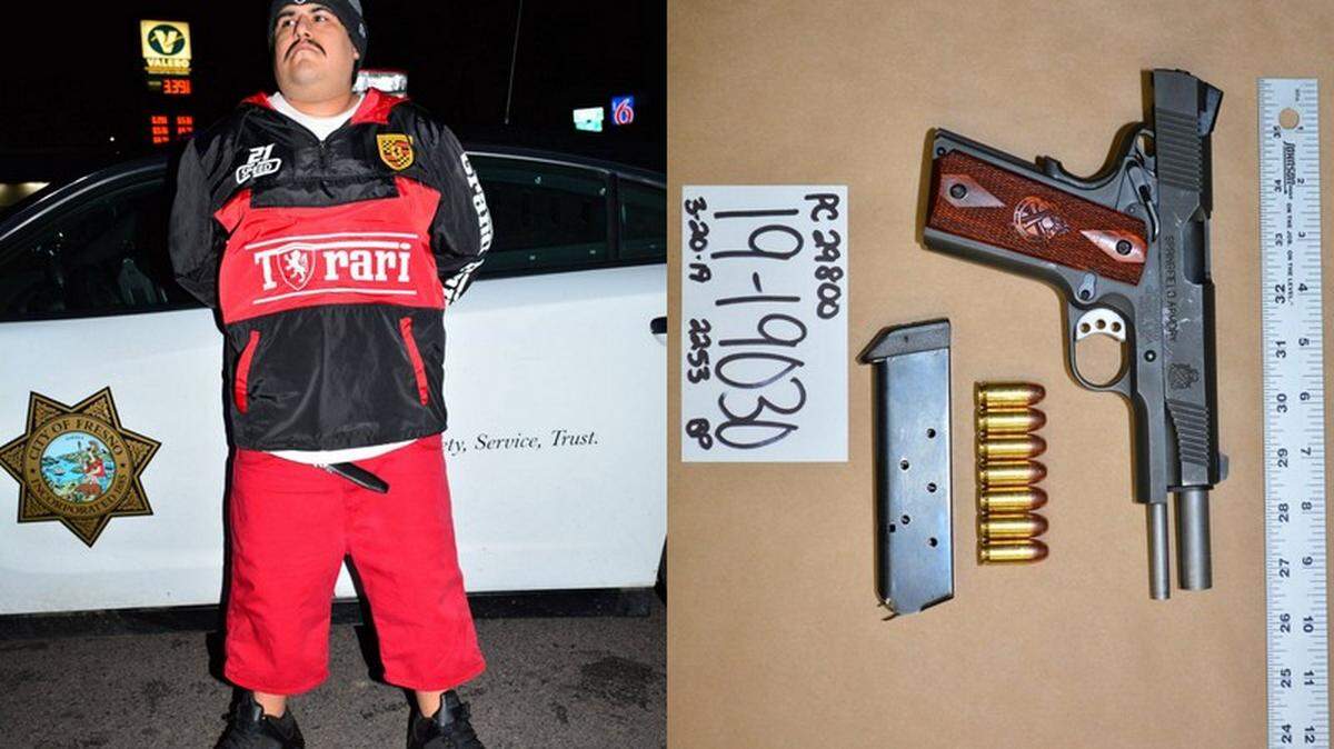 Fresno police reported that Louis Quintana, recently released from prison in Washington State, was arrested with a firearm Wednesday night in Fresno.