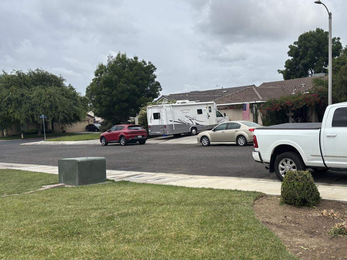A neighbor on West Brian Avenue said deputies took cover behind his white pickup truck during an ambush on April 9, 2026 that killed a Tulare County Sheriff’s Office deputy.