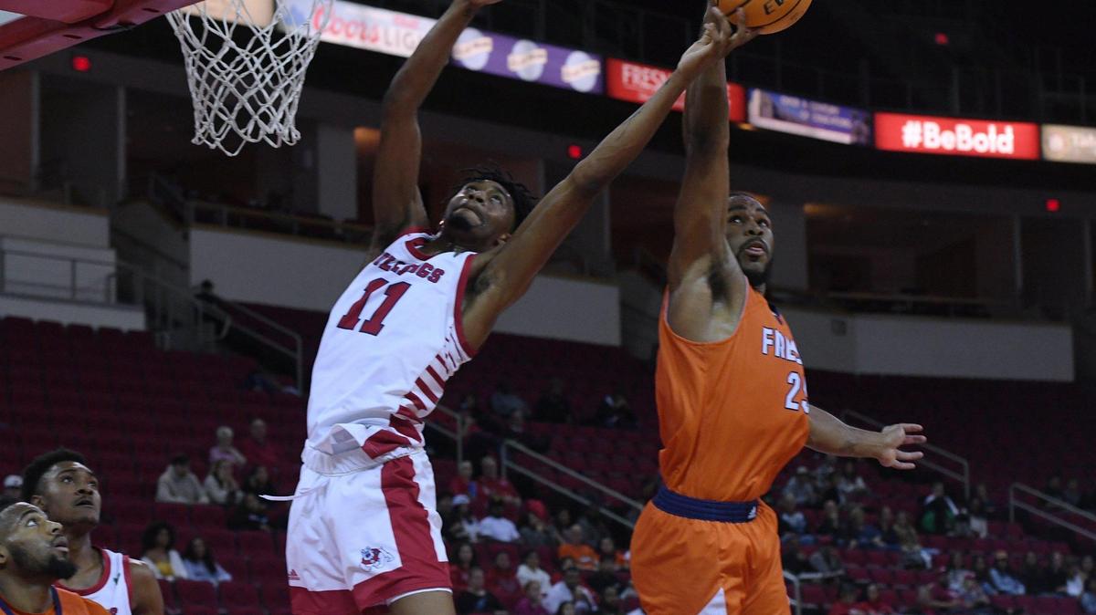 Fresno State center Isaih Moore, pictured in action earlier this season, led the Bulldogs against Colorado State with a season-high 23 points and had eight rebounds.