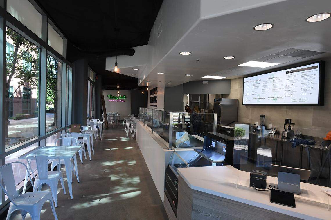 Hummus Republic, at 2424 Tulare Street in downtown Fresno, is a modern Mediterranean restaurant that specializes in falafel and hummus.