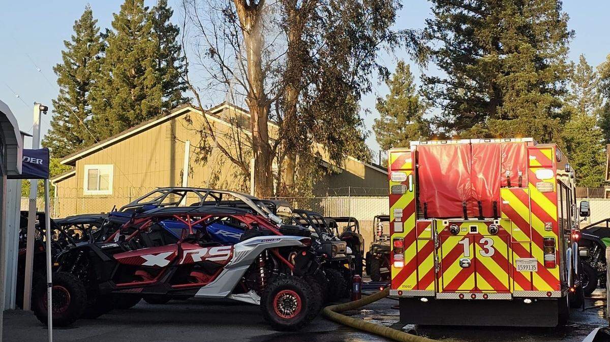 ATVs were burned at Clawson Honda in Fresno, California on Monday, May 11, 2026.