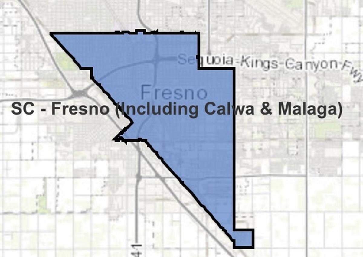 The San Joaquin Valley Air Pollution Control District proposed this 14.4 square mile triangle as the boundary for the South Central Fresno Community. The local steering committee voted 19-5 to expand it to include southwest Fresno and the Industrial Triangle.