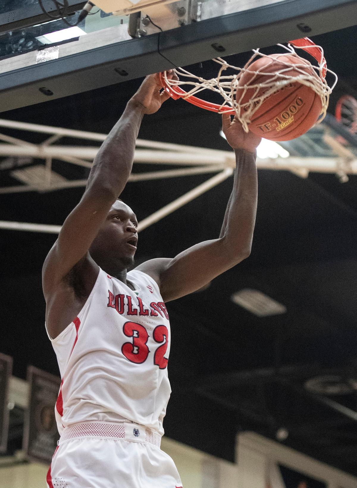 Fresno State forward Nate Grimes is averaging 9.6 points and 7.6 rebounds per game for the Bulldogs, playing only 22.4 minutes per game.