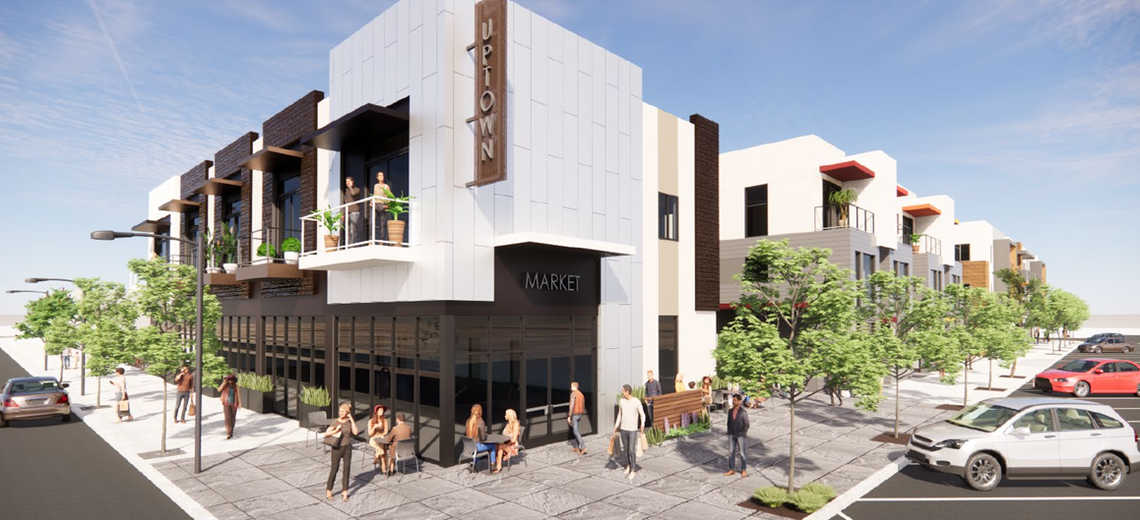 The Uptown Apartments project is planned for the intersection of Van Ness Avenue and Stanislaus Street in downtown Fresno.