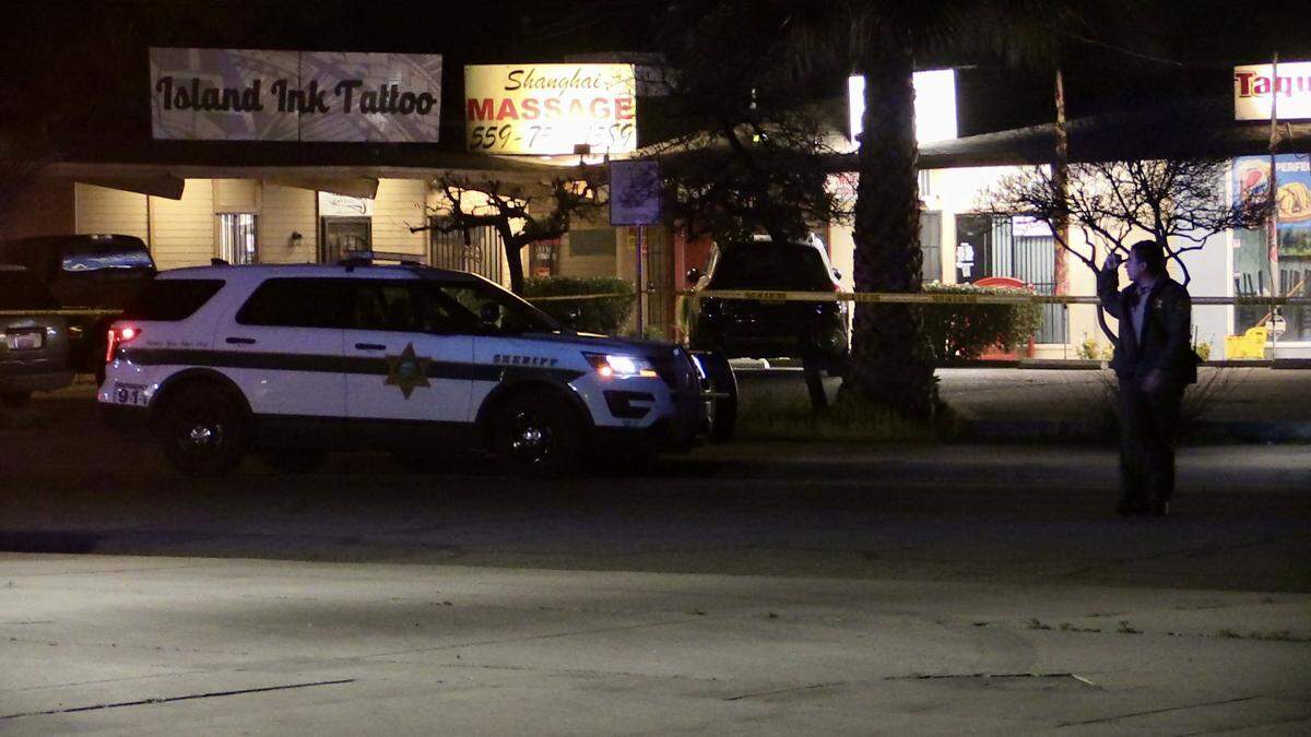 A person was shot and another assaulted during a robbery attempt Saturday, January 21, 2023, in a Tarpey Village strip mall on Clovis Avenue.