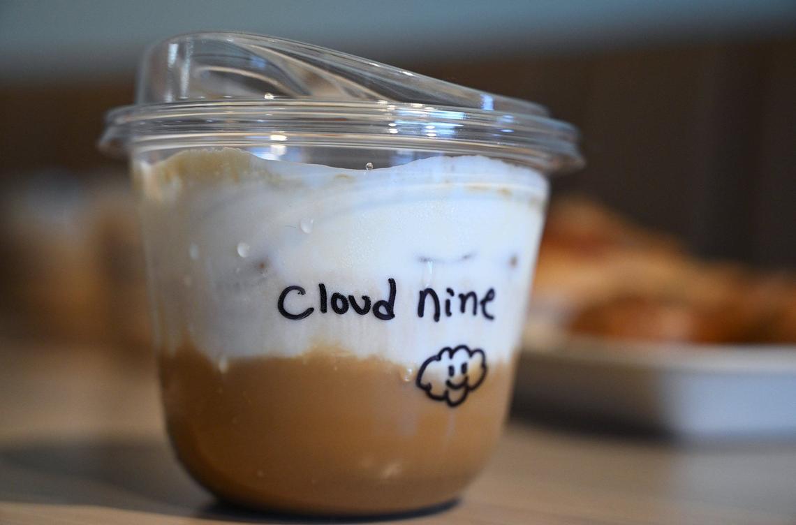 The Cloud 9 drink, available from Chase Benedettis’s Noc Box Coffee Studio inside Selena Le’s new restaurant Springly, features a medium-body espresso with notes of coconut, sweetened with condensed milk and topped with coconut cold foam. All coffee specialty drinks are available in a short, 12-ounce cup.
