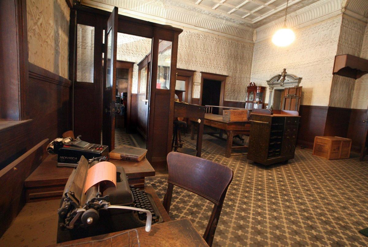 A typewriter, circa 1940s, sits idle from its last days as the Fresno Brewing Co., when it finally closed as a brewery in 1948. The office is relatively frozen in time. It was built in 1907, with the cashier’s cage, oak work stations, decorative pressed tin wall and ceiling panels, and walk-in safe, as pictured in this 2010 Fresno Bee file photo.