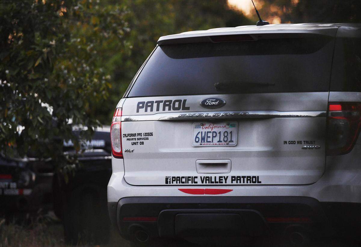 A Pacific Valley Patrol security vehicle, seen parked at a location on N. Polk Avenue just south of Shields Avenue Tuesday, April 5, 2022 in Fresno.
