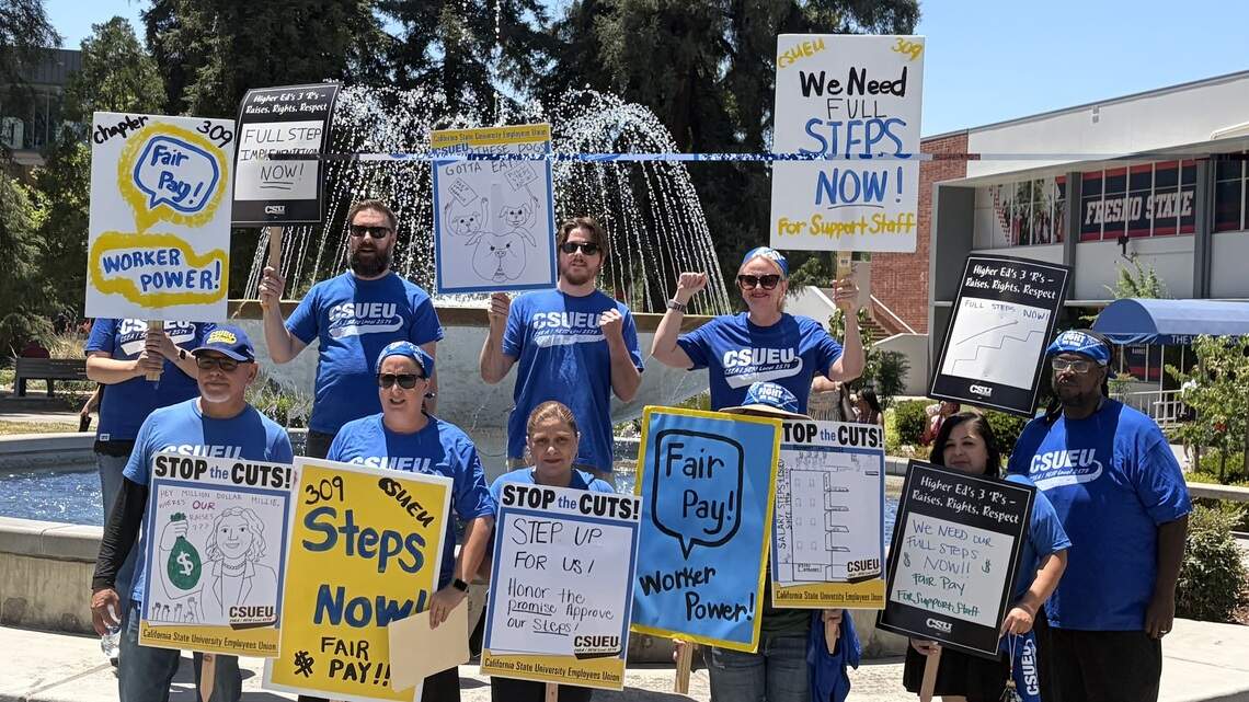 CSU union at Fresno State marches on president’s office as contract expires