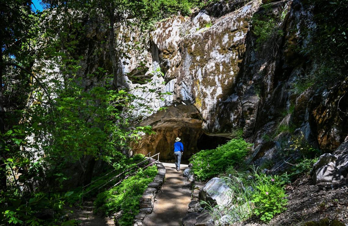 Tim Slover, Field Institute Manager at Sequoia Parks Conservancy, walks toward the entrance to Crystal Cave which will once again open for visitors following years of closure.