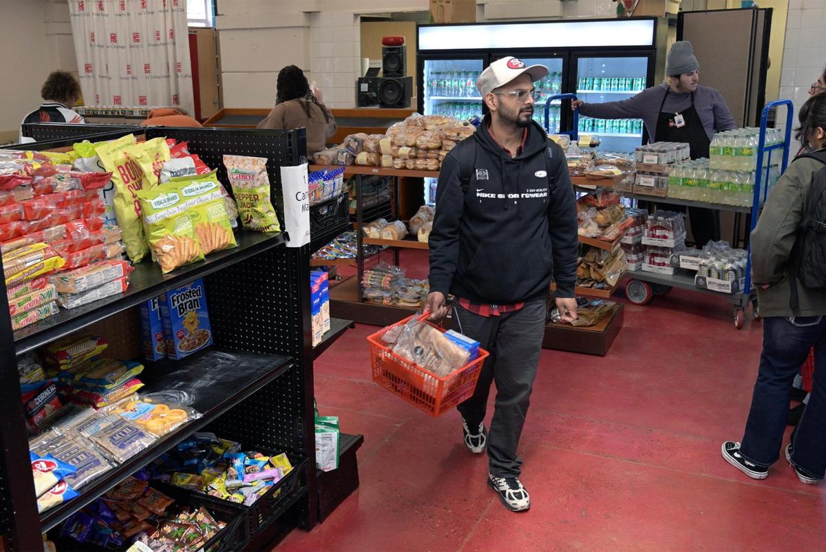 Students shop at Fresno City College’s Ram Pantry Monday, Jan. 13, 2025 in Fresno. Ram Pantry is a free food assistance program for students currently enrolled at Fresno City College.