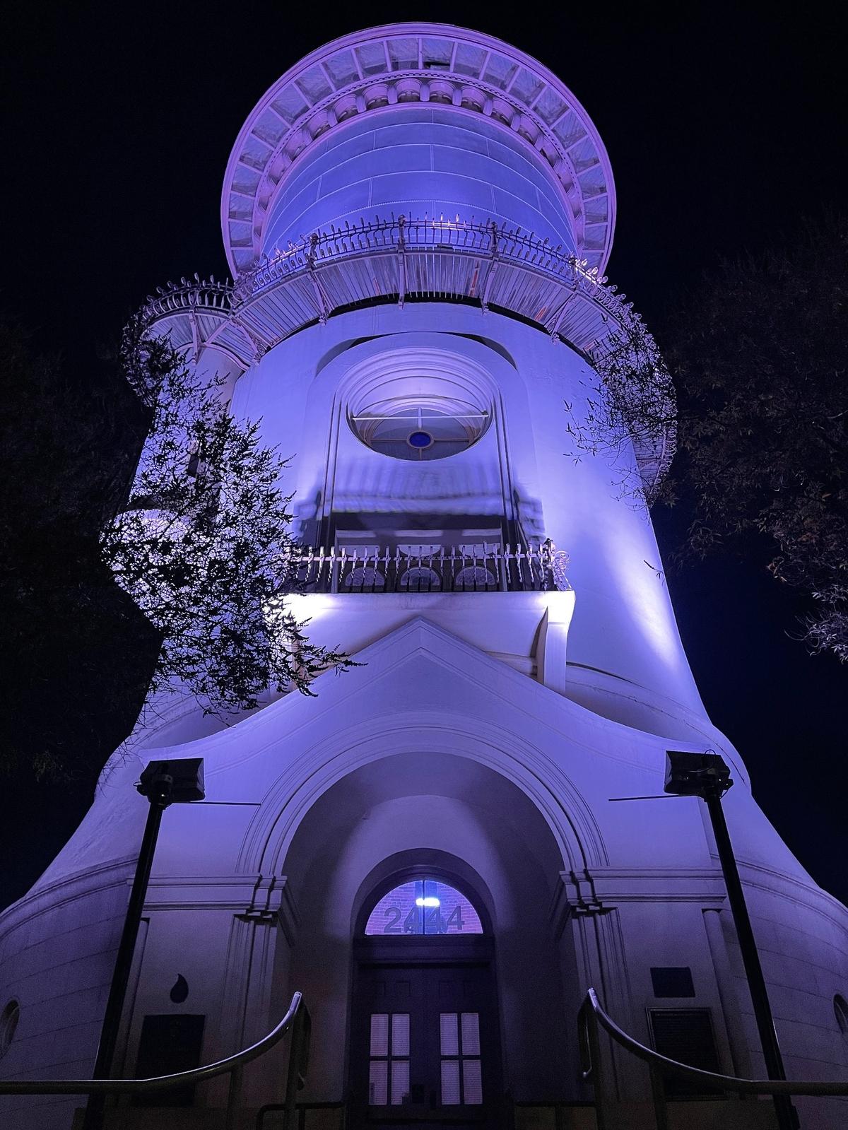The Fresno Water Tower recently got new lighting system that allows the building to be illuminated in different colors.