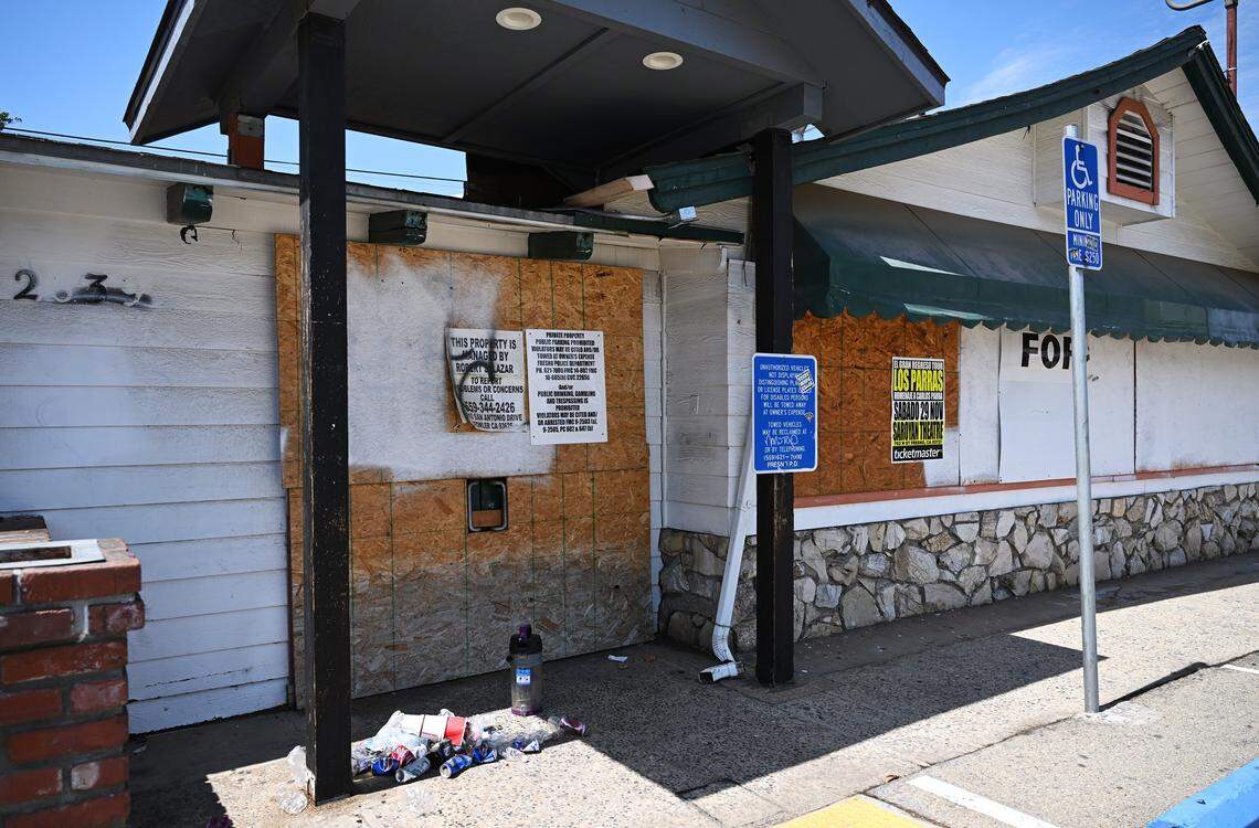 Bobby Salazar's Mexican Restaurant, permanently closed, shows signs of a fire at its location on Blackstone Ave. just south of Shields Ave. Tuesday, Aug. 26, 2025 in Fresno. Fresno restaurant operator Robert "Bobby" Salazar, 63, has been arrested on a federal complaint for arson of commercial property and arson in furtherance of a felony for directing a motorcycle gang member to set fire to an underperforming restaurant property, U.S. Attorney Eric Grant announced.