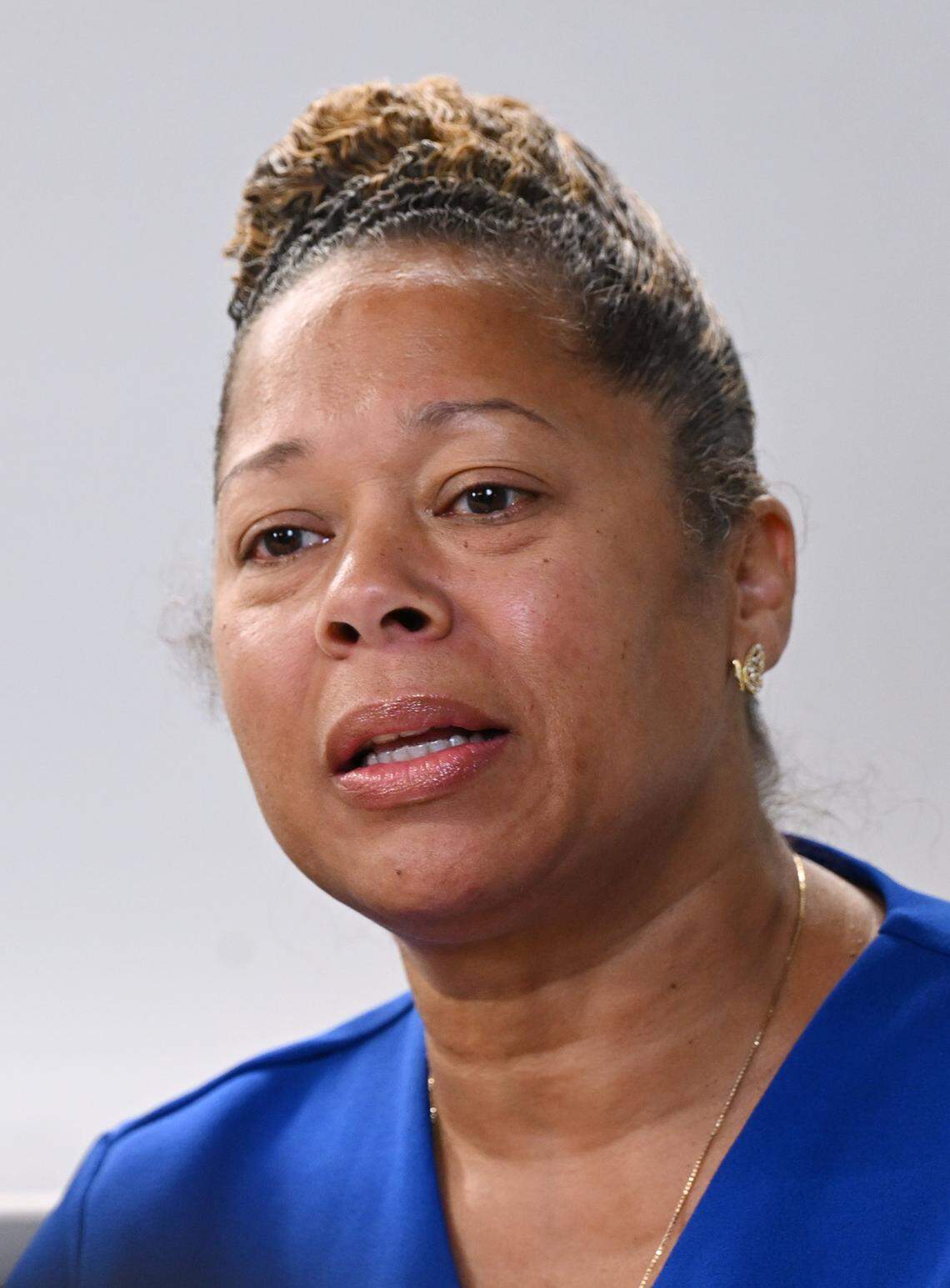 Dictrict 3 candidate Keshia Thomas, seen during a Fresno City Council forum held by The Fresno Bee Friday, April 17, 2026 in downtown Fresno