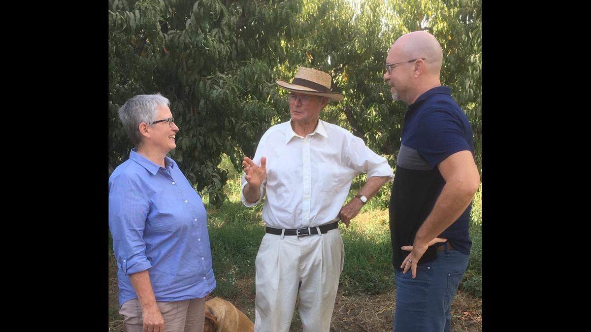 The three Valley residents who were sued by Rep. Devin Nunes: Hope Nisly, left, Paul Buxman, center, and Daniel O’Connell.