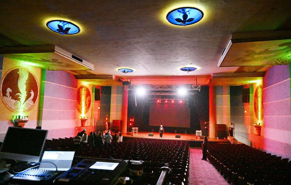 The interior of the Tower Theatre was lit as one of the stops during the 2024 Fresno High Neighborhood Holiday Home Tour Monday evening, Dec. 2, 2024.