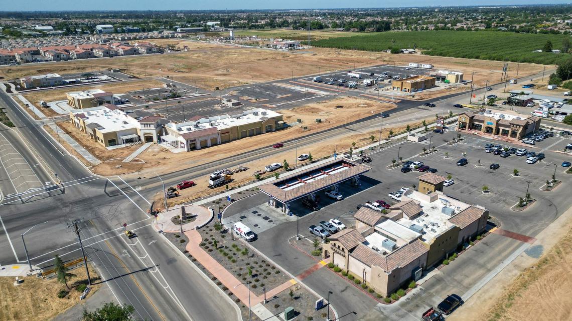 The Loma Vista Marketplace is shown under construction in the expanding area of east Clovis where a number of businesses already have signs up, photographed on Wednesday, May 29, 2024.