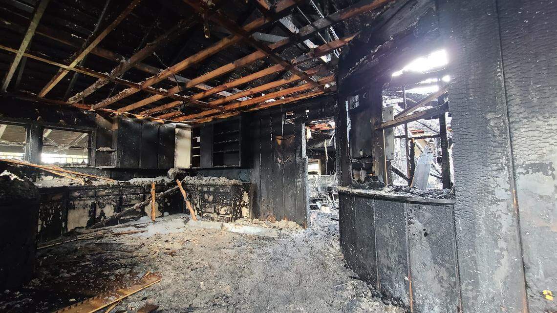 Inside the thrift shop at St. James Episcopal Cathedral, which was gutted by fire early Monday morning. The Fresno church will rebuild the shop.